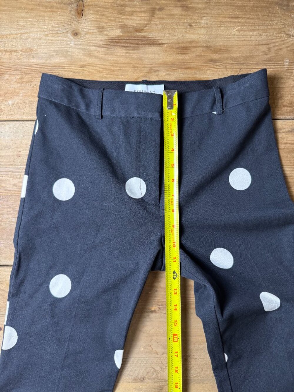 Derek Lam 10 Crosby | Size 8 | Cropped Flare Pants in Black and Ivory Polka Dot - Picture 7 of 15